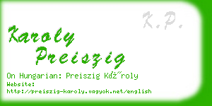 karoly preiszig business card